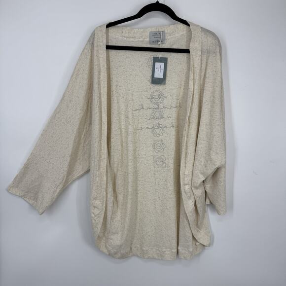 Nogah Chakras Kimono Top O/S Natural Ivory Linen Blend NEW Art to wear - Picture 11 of 12